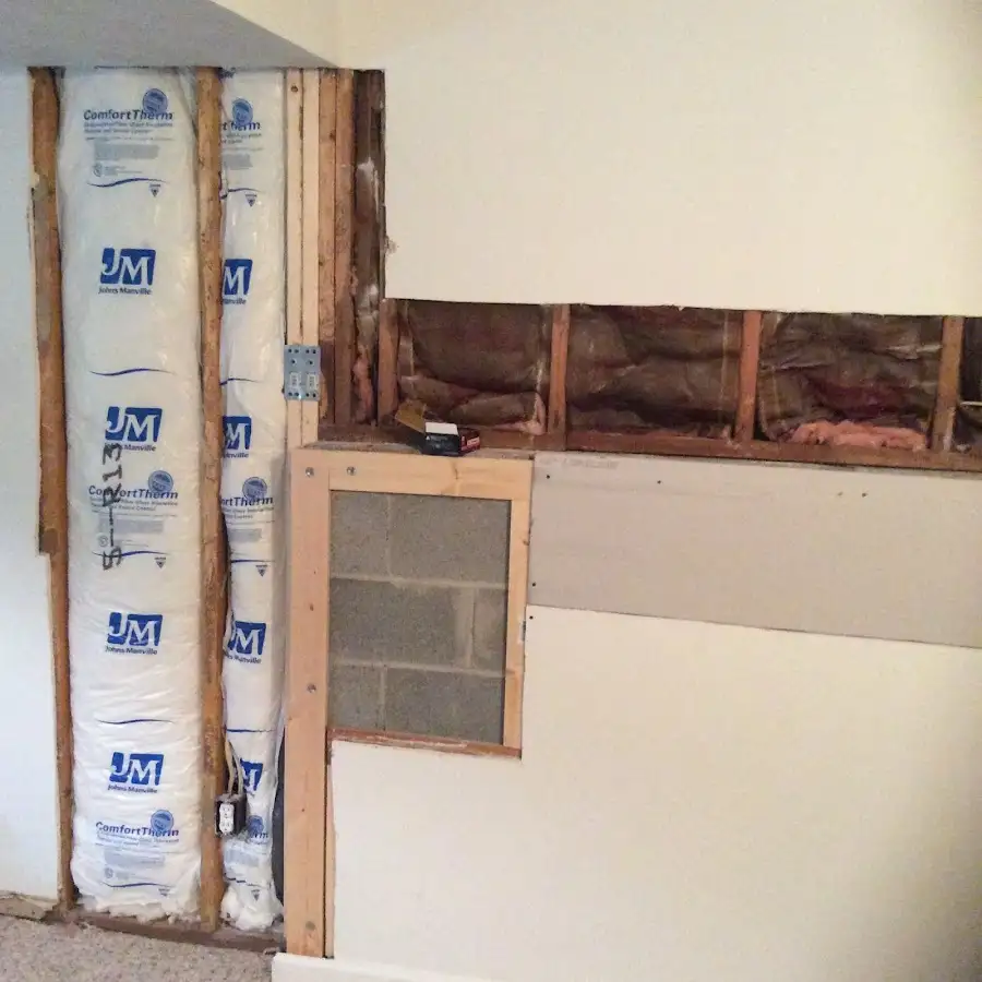 Wall insulation replacement during Basement Flood Cleanup in Clarkston